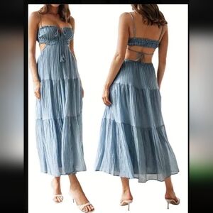 💙 Boho Chic Smocked Maxi Dress
